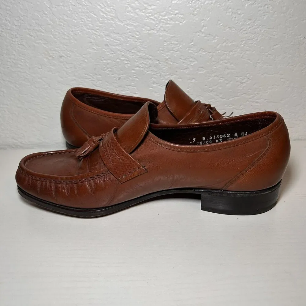 Florsheim Men's Brown Leather Loafers With Tassels Size 9 E 75700